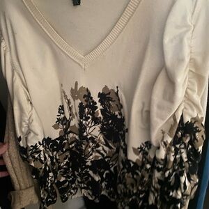 Cream and Black Floral Sweater